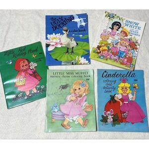 Vtg Landoll 1984, 1986 Nursery Rhyme Coloring Books Set Of 5 Not Used 8.5"x10.5"